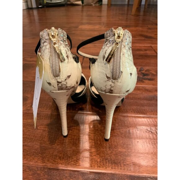 Alexandre Birman White Python Peep Toe Strappy Heels, Size 8 (US) - Picture 4 of 6